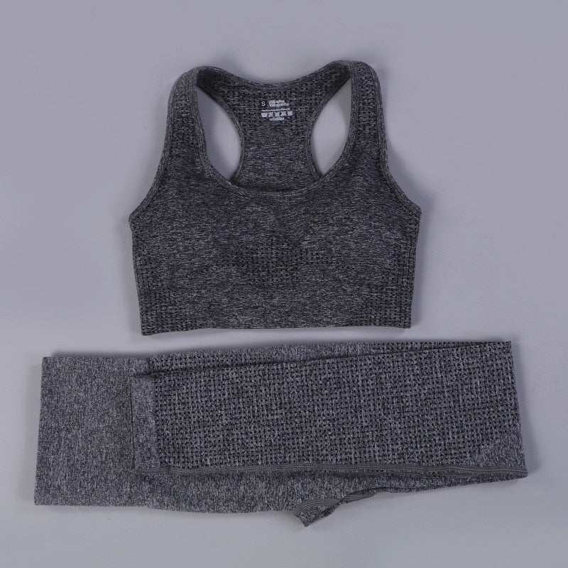GYMS 2/3PCS Seamless Women Yoga Set Workout Sportswear Gym Clothing Fitness Long Sleeve Crop Top High Waist Leggings Sports Suit