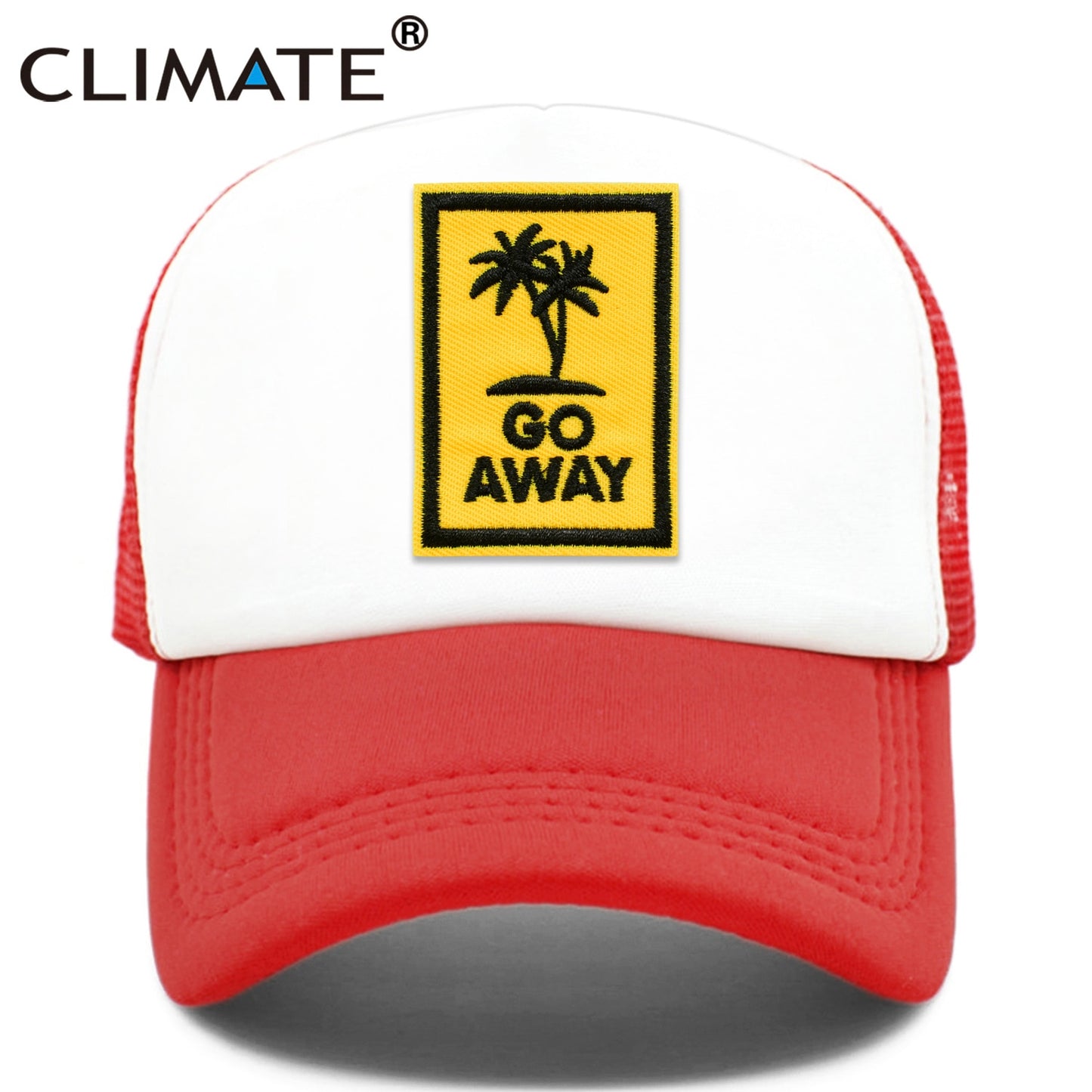 CLIMATE Go Away Trucker Cap Hat Seaside Vacation Caps Sandbeach Coconut Holiday Mesh Cap HipHop Hat for Men Women Youth