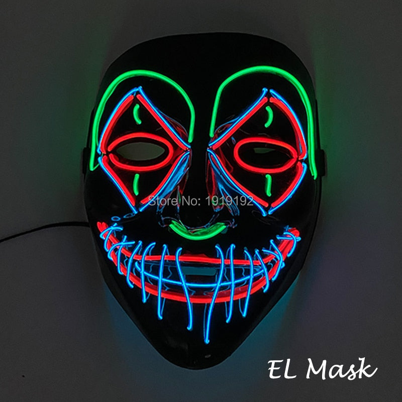 Halloween Carnival Party Costume Decoration Luminous LED Mask Halloween Mask LED Maske Light Up Party Masks for Glow Party