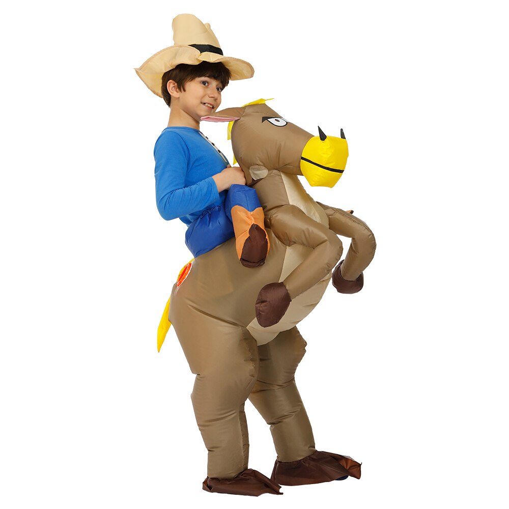 40 to 59 Inch Tall Kids Gift Animal Halloween Costume for Kids Inflatable Cowboy Ride Horse Children's Day Purim Party Dress