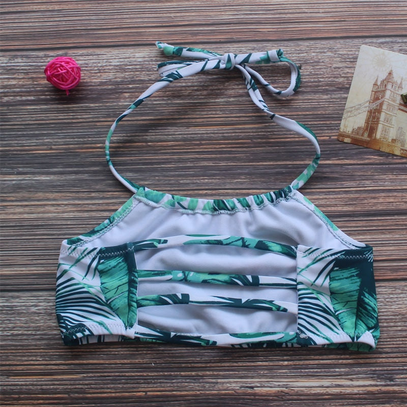New Baby Girls Halter Swimsuit Two Piece Swim Suits Kids Split High Waist Swimwear Children Kid Lace Bathing Suits Beachwear