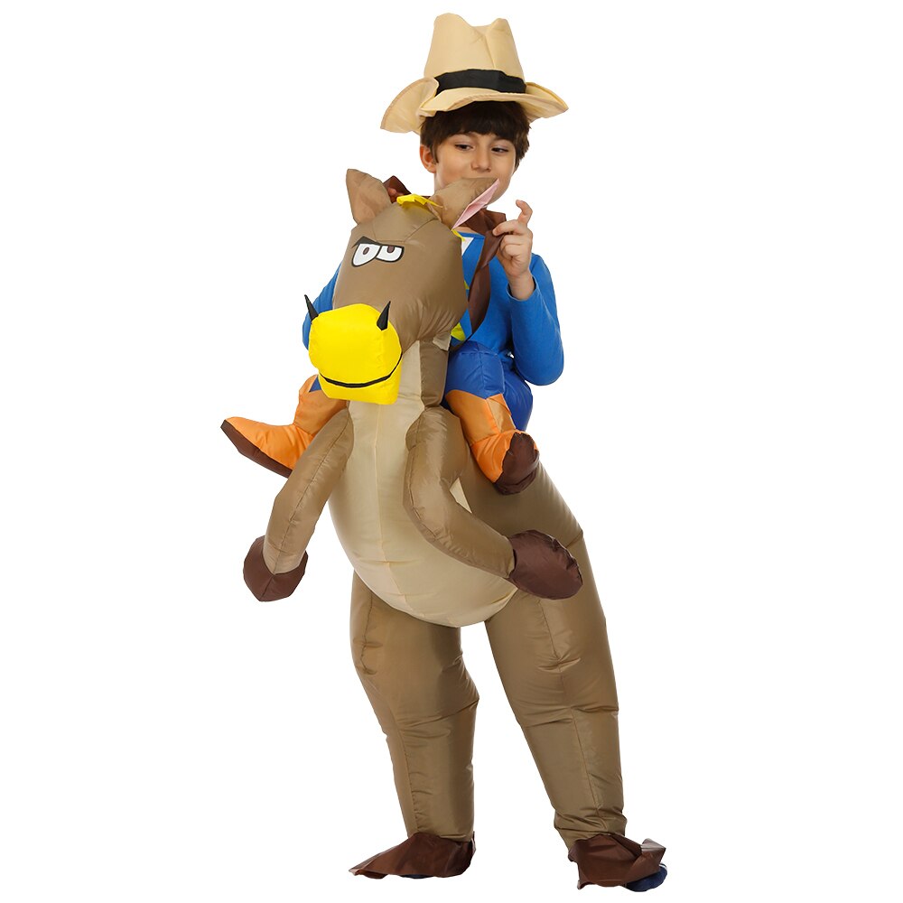 40 to 59 Inch Tall Kids Gift Animal Halloween Costume for Kids Inflatable Cowboy Ride Horse Children's Day Purim Party Dress