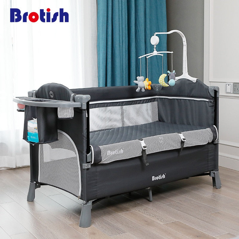 Baby Bed Crib Portable Bassinet Bedside Cradle Play Game Bed Foldable Playpen Newborn Bed With Changing Table,Toys,Storage Bag