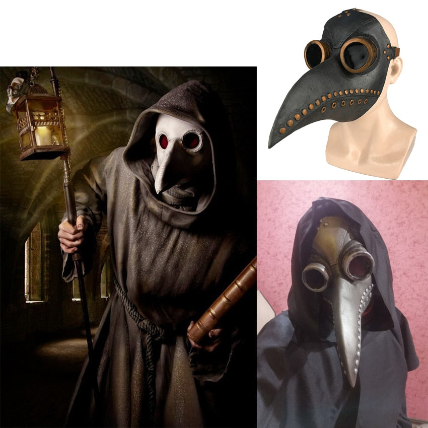 Plague Doctor Schnabel Masks Pipe Latex Steam Punks Black Death Horror Halloween Cosplay Mechanical Beak Masks Prop Carnival