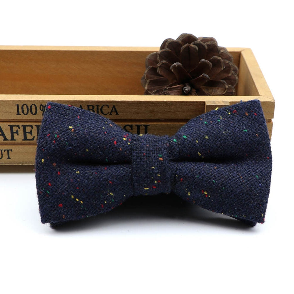 High Quality Men's Wool Cotton Bow Tie For Men Wedding Business Butterfly Solid Plaid Bowtie England Cravat Clothing Accessories
