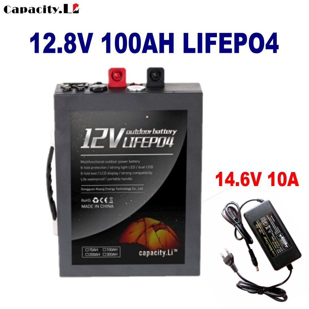 12V 100ah Rechargeable Battery 100A lifepo4 battery pack Inverter 220V AC350W with  Bms  For RV Solar and Engine  Boat