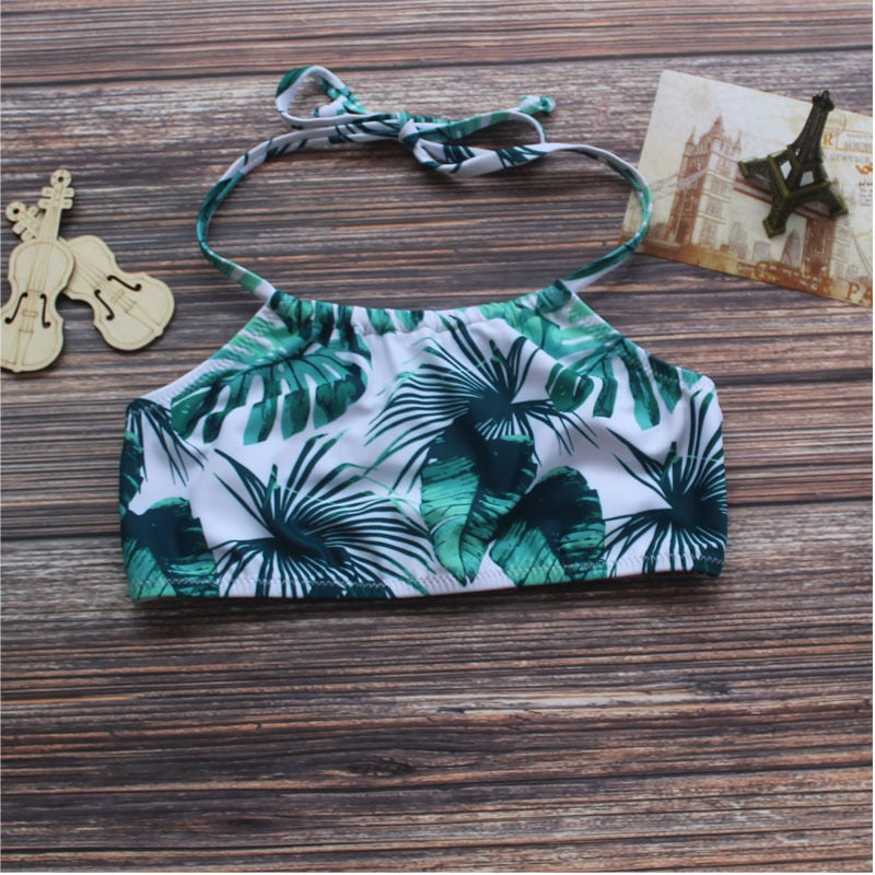 New Baby Girls Halter Swimsuit Two Piece Swim Suits Kids Split High Waist Swimwear Children Kid Lace Bathing Suits Beachwear