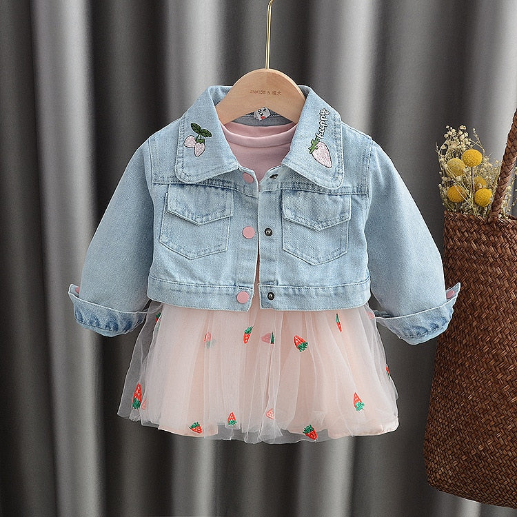 Autumn Infant Baby Girls Clothes Sets Princess Denim Jacket + Dress 2Pcs Baby Girl Outfit Suits for Baby Girl Clothing Set