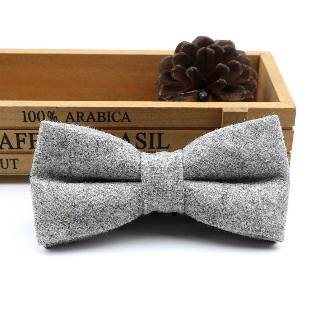 High Quality Men's Wool Cotton Bow Tie For Men Wedding Business Butterfly Solid Plaid Bowtie England Cravat Clothing Accessories