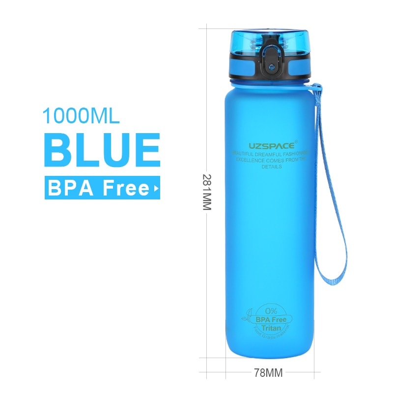 1000ml Large Capacity Water Bottle Portable Leakproof Shaker Frosted Plastic Drinkware Travel Camp Sports Direct Drinking Bottle