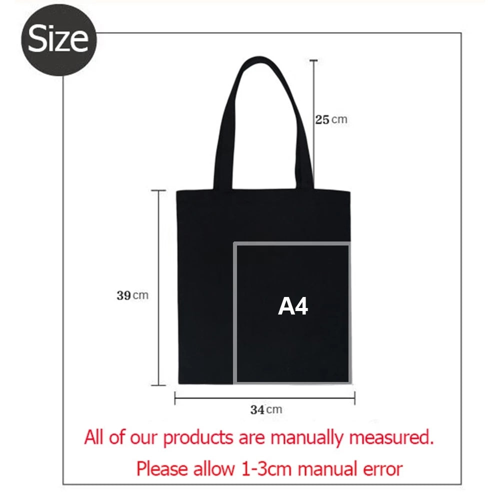I'm A Teacher What's Your Superpower Teacher Life Canvas Black Shopping Tote Bag Reusable Shoulder Cloth Book Bag Gift Handbag