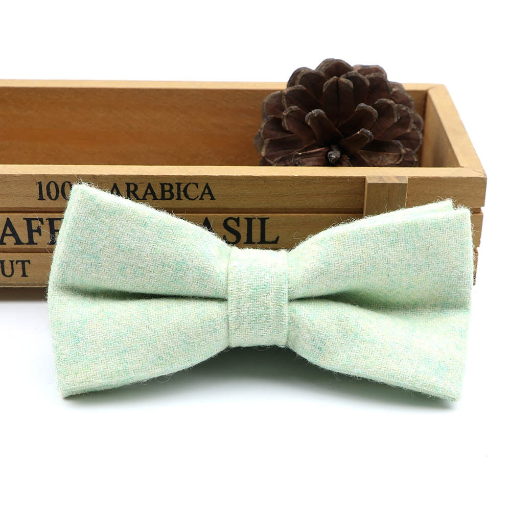 High Quality Men's Wool Cotton Bow Tie For Men Wedding Business Butterfly Solid Plaid Bowtie England Cravat Clothing Accessories