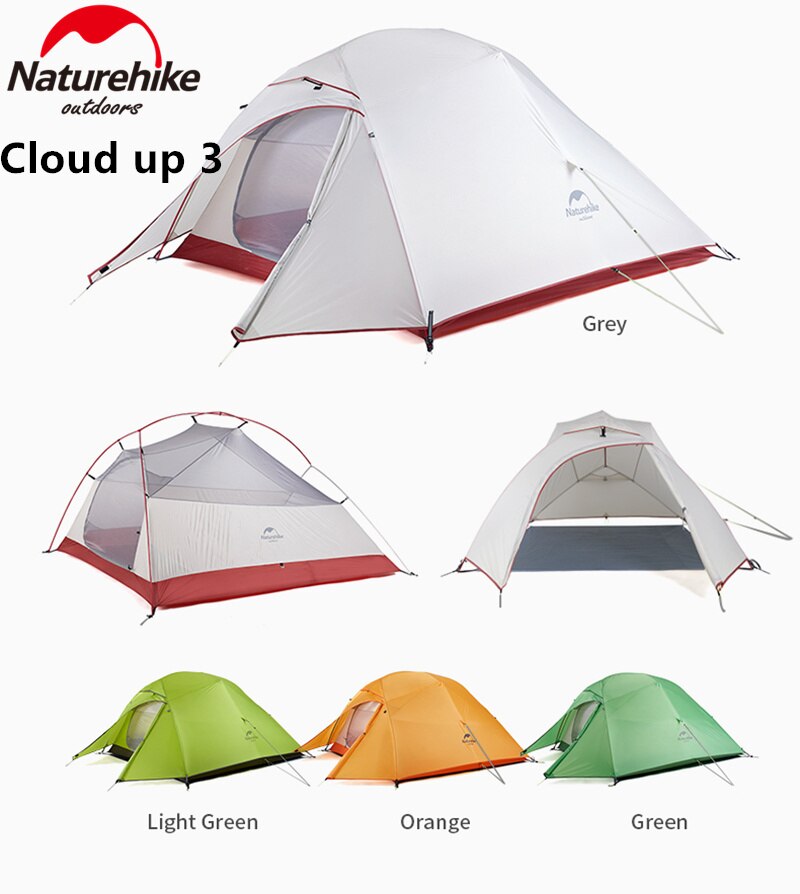 Naturehike tent Upgrade Cloud Up 1 2 3 Persons Camping Tent Outdoor 20D Silicone Ultralight Tent With Free Mat NH17T001-T