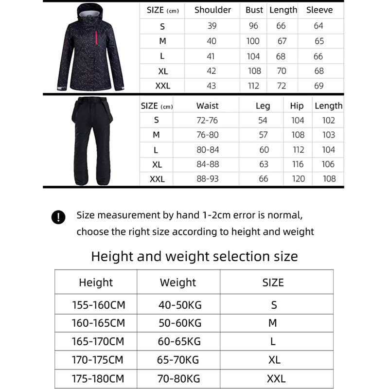 Winter Women Ski Suit Thermal Ski Jacket Pants Set Windproof Waterproof Snowboarding Jacket Female Skiing Suits Snow Coat