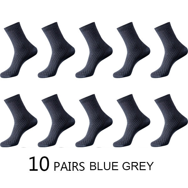 High Quality 10 Pairs/lot Men Bamboo Fiber Socks Men Breathable Compression Long Socks Business Casual Male Large size 38-45