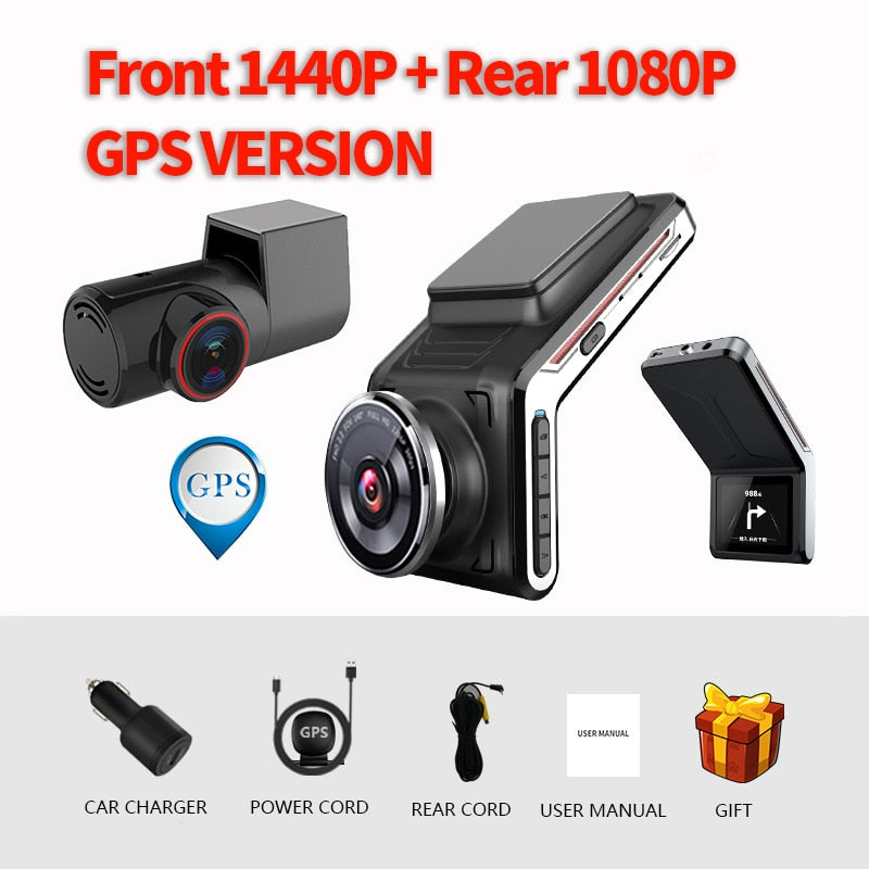 U2000 dash cam front and rear 1440p view camera Lens CAR dvr with 2 cam video recorder Auto Dvrs Night Vision 24H Parking mode