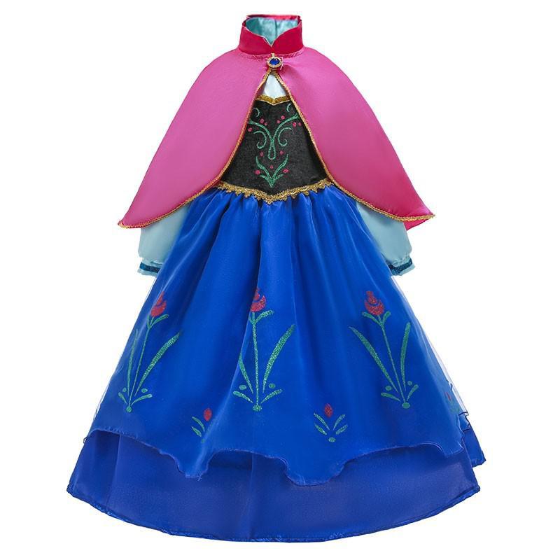 Frozen 2 Fantastic Anna Princess Dresses Girls Halloween Costume Long Gown Kids Carnaval Wedding Dress Children Cosplay Clothing
