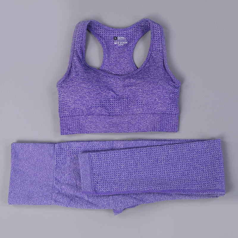 GYMS 2/3PCS Seamless Women Yoga Set Workout Sportswear Gym Clothing Fitness Long Sleeve Crop Top High Waist Leggings Sports Suit