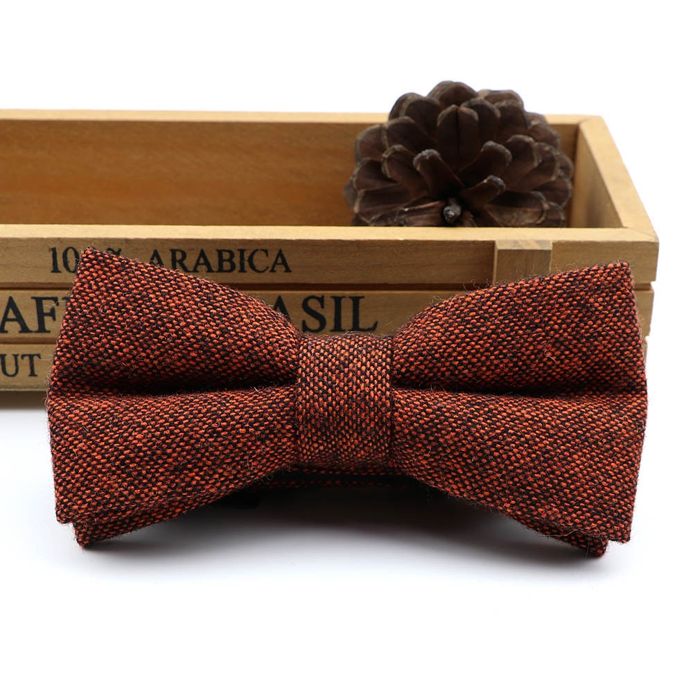 High Quality Men's Wool Cotton Bow Tie For Men Wedding Business Butterfly Solid Plaid Bowtie England Cravat Clothing Accessories
