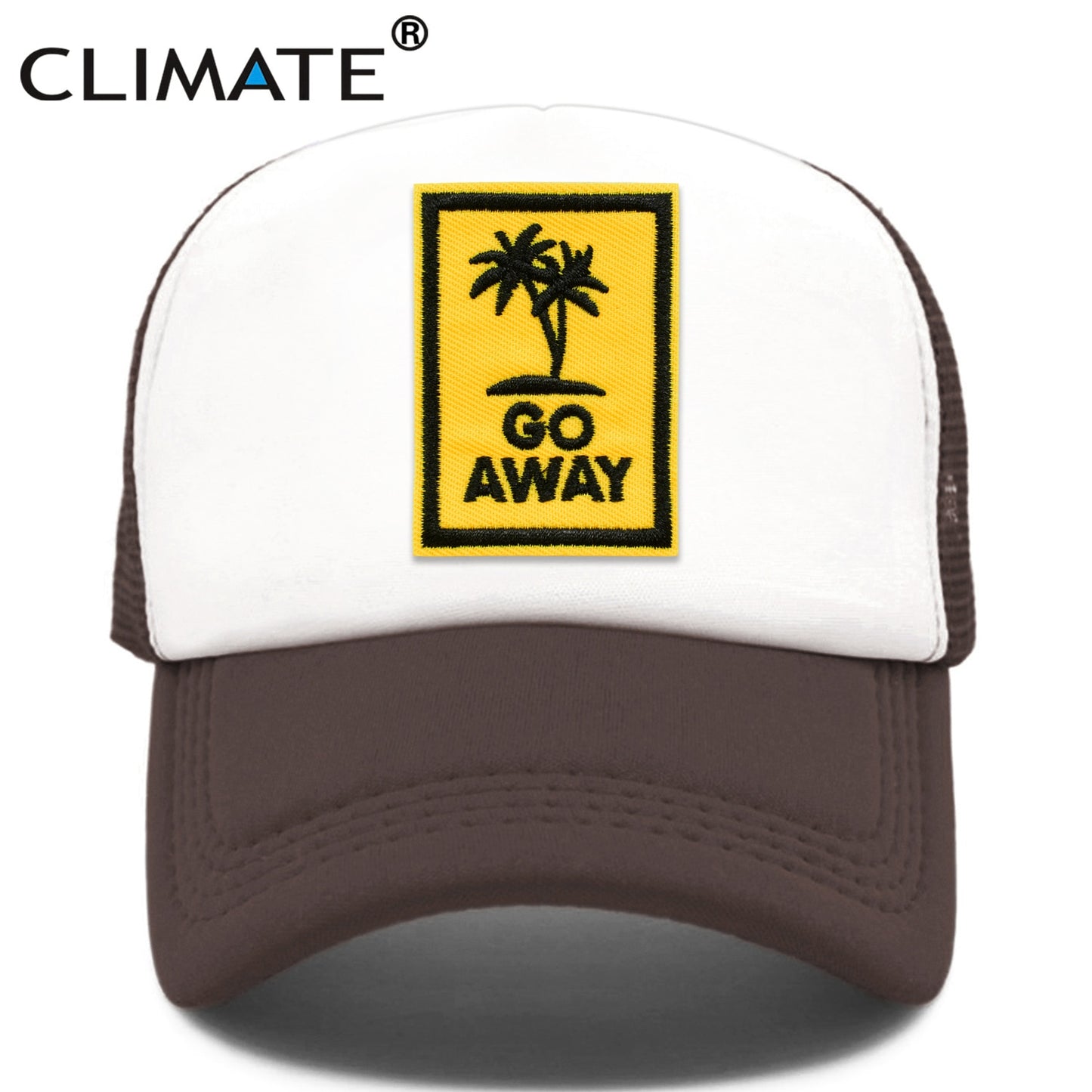 CLIMATE Go Away Trucker Cap Hat Seaside Vacation Caps Sandbeach Coconut Holiday Mesh Cap HipHop Hat for Men Women Youth