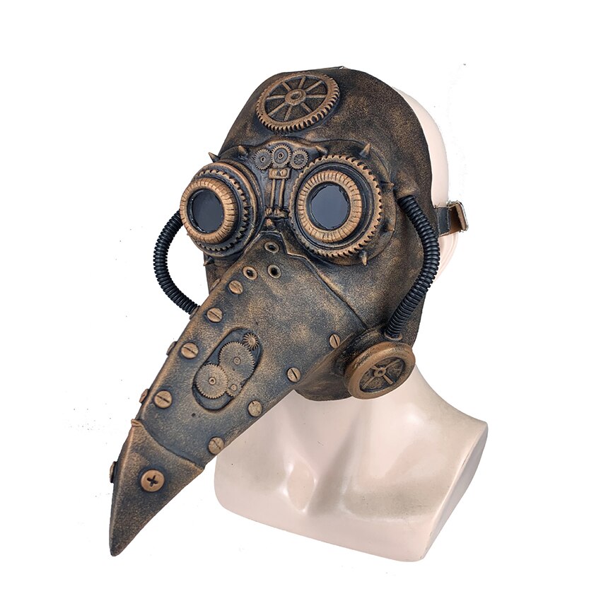 Plague Doctor Schnabel Masks Pipe Latex Steam Punks Black Death Horror Halloween Cosplay Mechanical Beak Masks Prop Carnival