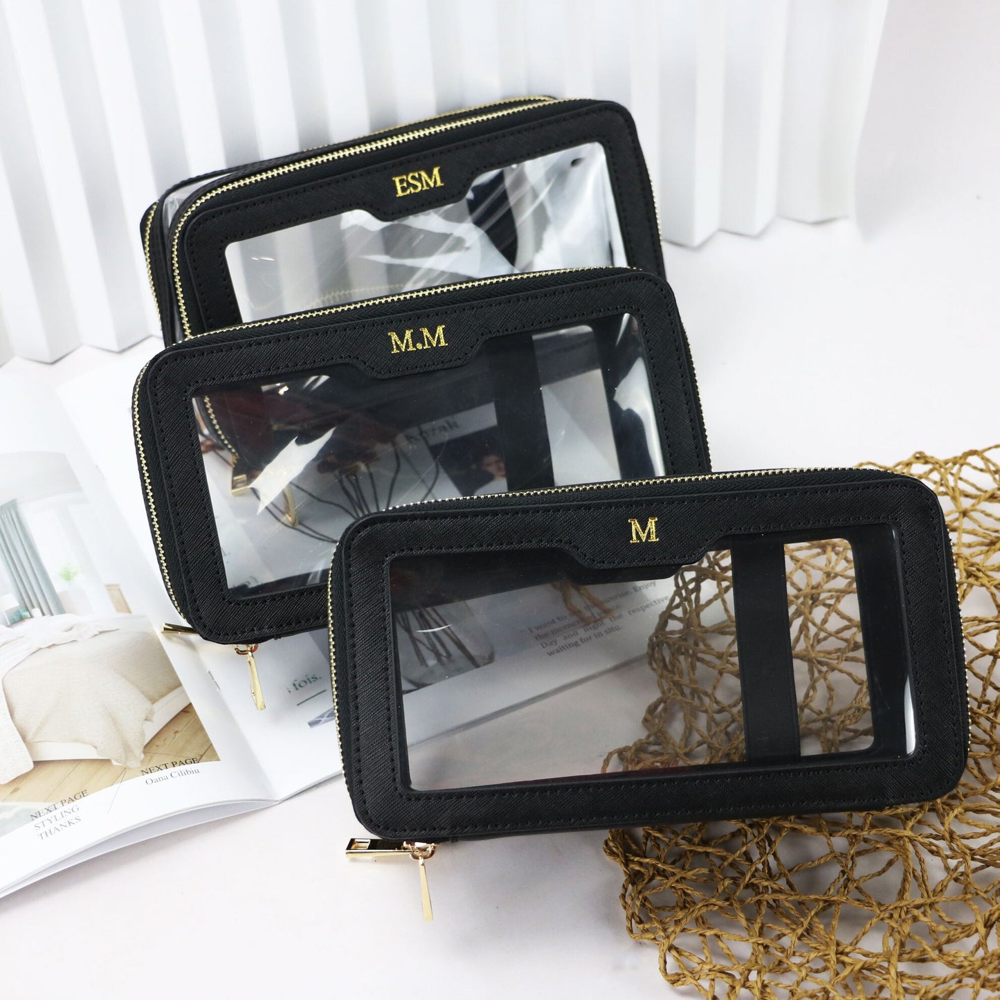 Customized Genuine Leather Travel Cosmetic Bag Fashion Waterproof Toiletry Bag New Makeup Storage Bag Clear Pvc Cosmetic Bag