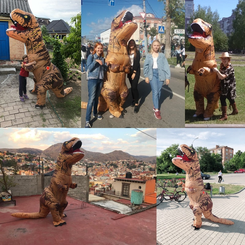 Adult Kids Mascot Inflatable Dinosaur Costumes Dino T-Rex Purim Halloween Party Costume For Carnival Cosplay Dress Suit