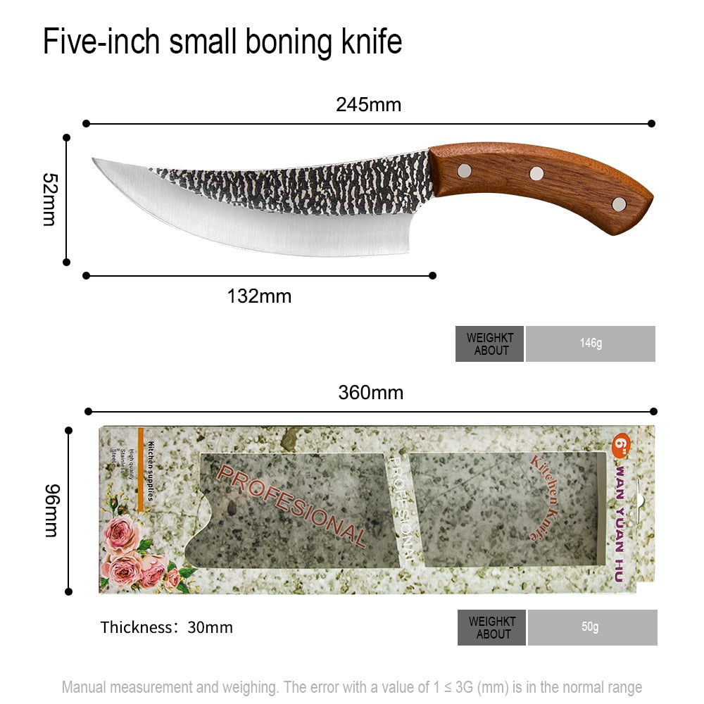 XYj 5" 6" 7" inch Forged Sliced Boning Kitchen Knife Full Tang Handmade Survival Camping Serbian Hunting Chef Knife Gift Box