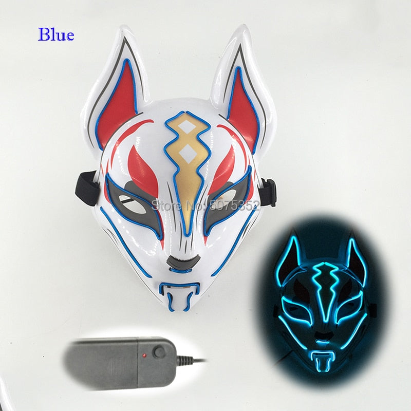 Anime Expro Decor Japanese Fox Mask Neon Led Light Cosplay Mask Halloween Party Rave Led Mask Dance DJ Payday Costume Props