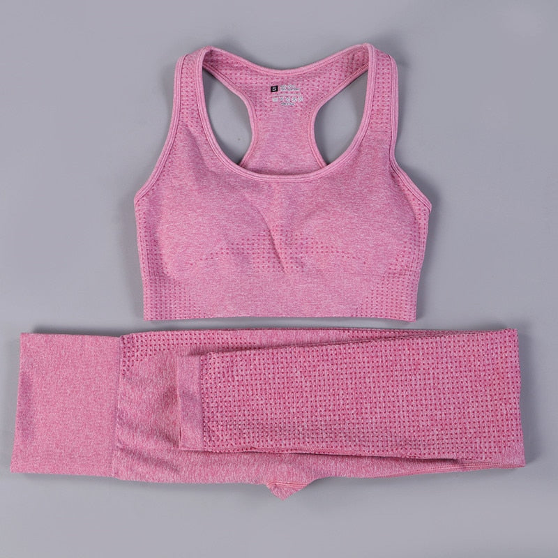 GYMS 2/3PCS Seamless Women Yoga Set Workout Sportswear Gym Clothing Fitness Long Sleeve Crop Top High Waist Leggings Sports Suit