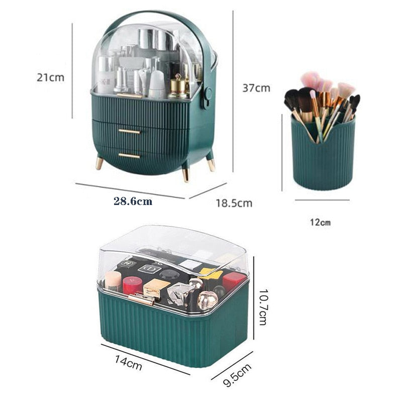 Makeup Organizer Cosmetic Storage Box Lipstick Rack Jewelry Storage Box Cosmetic Brush Portable Drawer with Cover Dust-proof