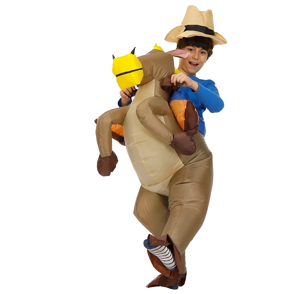 40 to 59 Inch Tall Kids Gift Animal Halloween Costume for Kids Inflatable Cowboy Ride Horse Children's Day Purim Party Dress