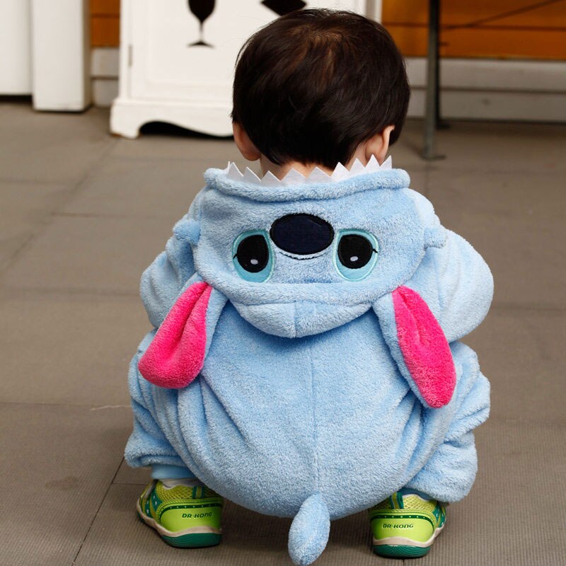 Baby Costume Blue stich Cosplay Anime Boy Girl Halloween Pajamas 1-3 Years Children Kid kawaii Cute Zipper Kigurumis Jumpsuit