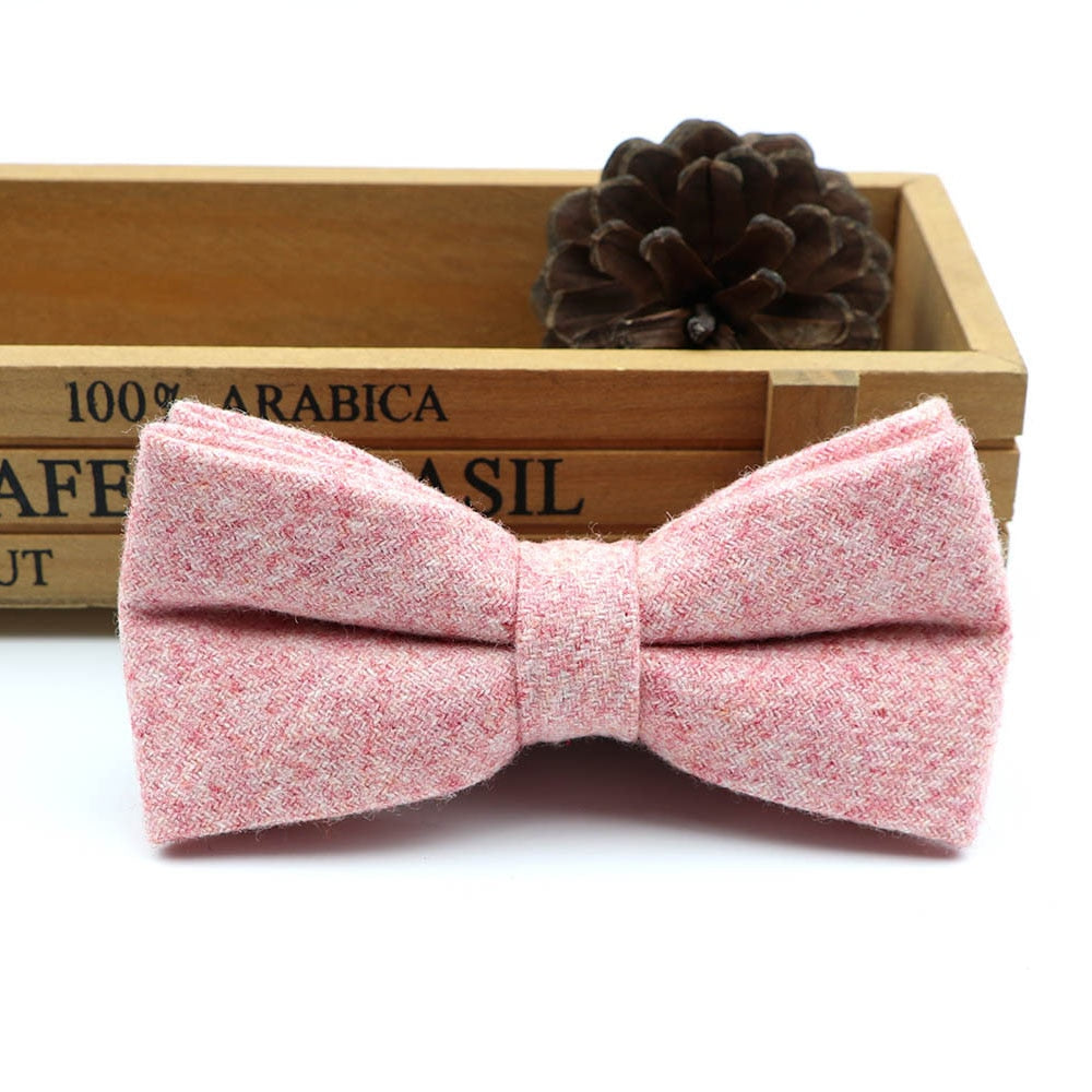 High Quality Men's Wool Cotton Bow Tie For Men Wedding Business Butterfly Solid Plaid Bowtie England Cravat Clothing Accessories