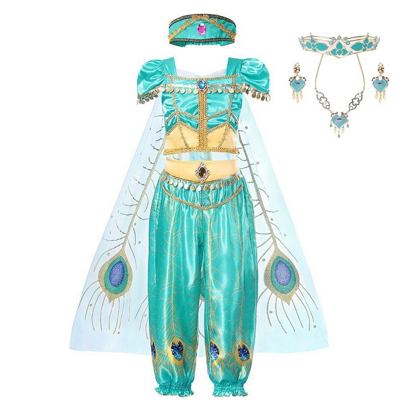 MUABABY Arabian Princess Dress Up Girl Aladdin Fancy Costume Children Photography Halloween Party Outfit Clothes