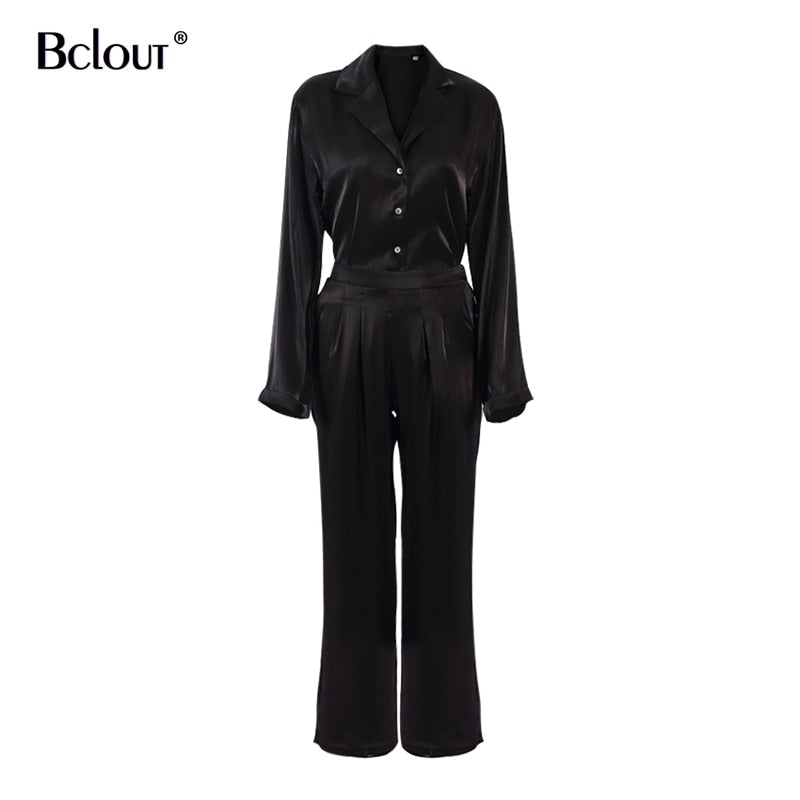 Bclout Green Vintage Two Piece Sets Women Autumn Suits Of Elegant Woman Long Sleeve Top And High Waist Pants 2 Piece Set Female