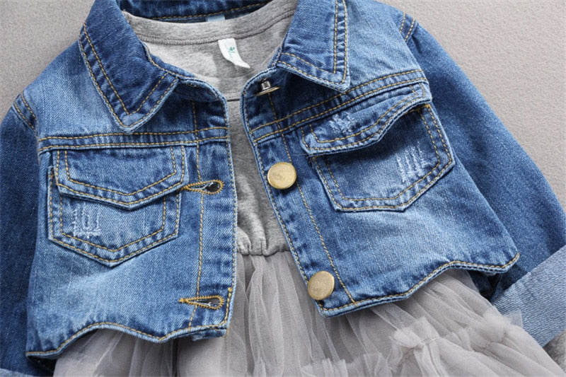 Autumn Infant Baby Girls Clothes Sets Princess Denim Jacket + Dress 2Pcs Baby Girl Outfit Suits for Baby Girl Clothing Set