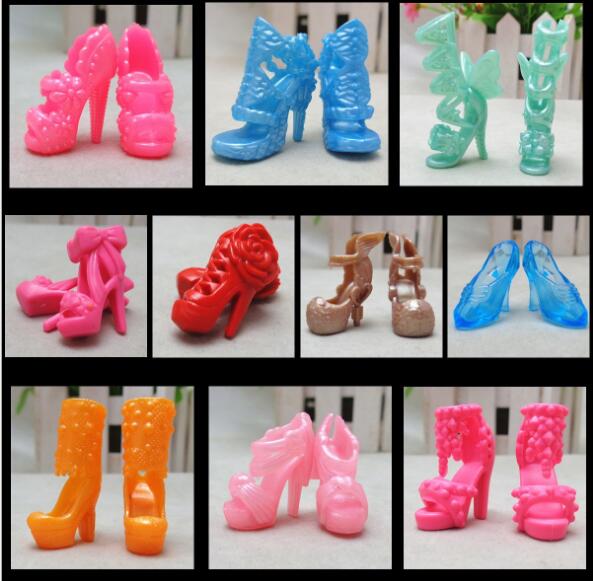 NK Hot sale  Doll Shoes Colorful Cute Heels Fashion  Hangers For Barbie Doll Accessories  High Quality Baby Playhouse Toy JJ