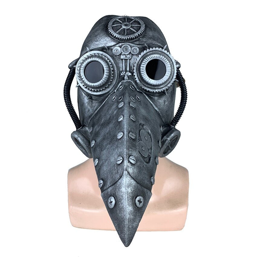 Plague Doctor Schnabel Masks Pipe Latex Steam Punks Black Death Horror Halloween Cosplay Mechanical Beak Masks Prop Carnival