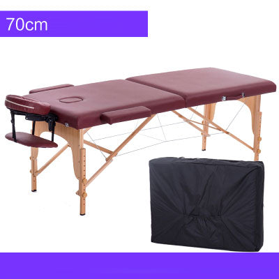 Massage Table Portable 2 Section Folding Couch Bed Lightweight Beauty Salon Tattoo Therapy Wooden Frame  70 cm width -Black