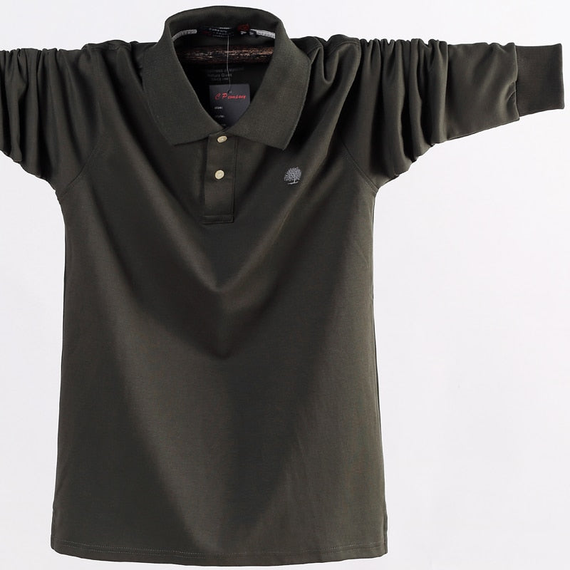 Men Polo Shirt Men's Business Work Casual Cotton Male Top Tees Autumn Long Sleeve Turn-down Collar Polo Shirts Plus Size 5XL 6XL
