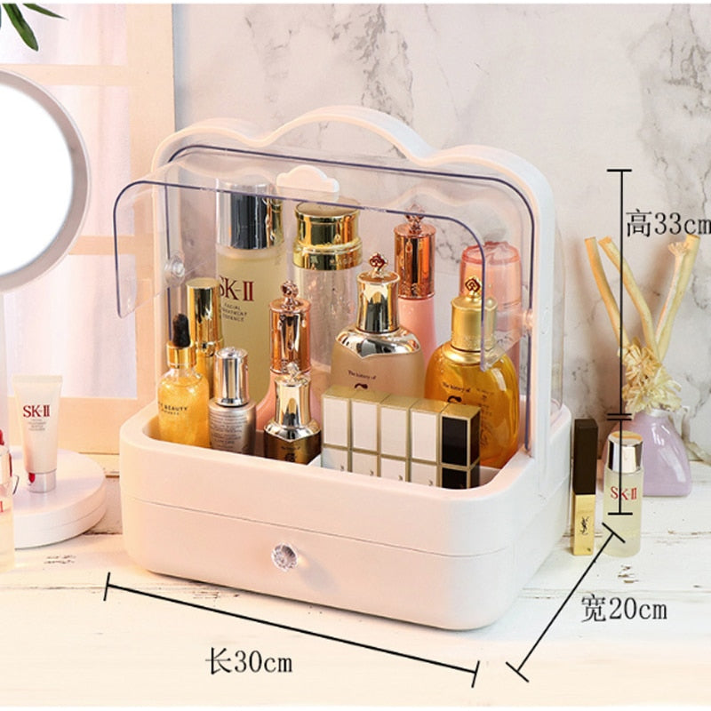 Makeup Organizer Cosmetic Storage Box Lipstick Rack Jewelry Storage Box Cosmetic Brush Portable Drawer with Cover Dust-proof