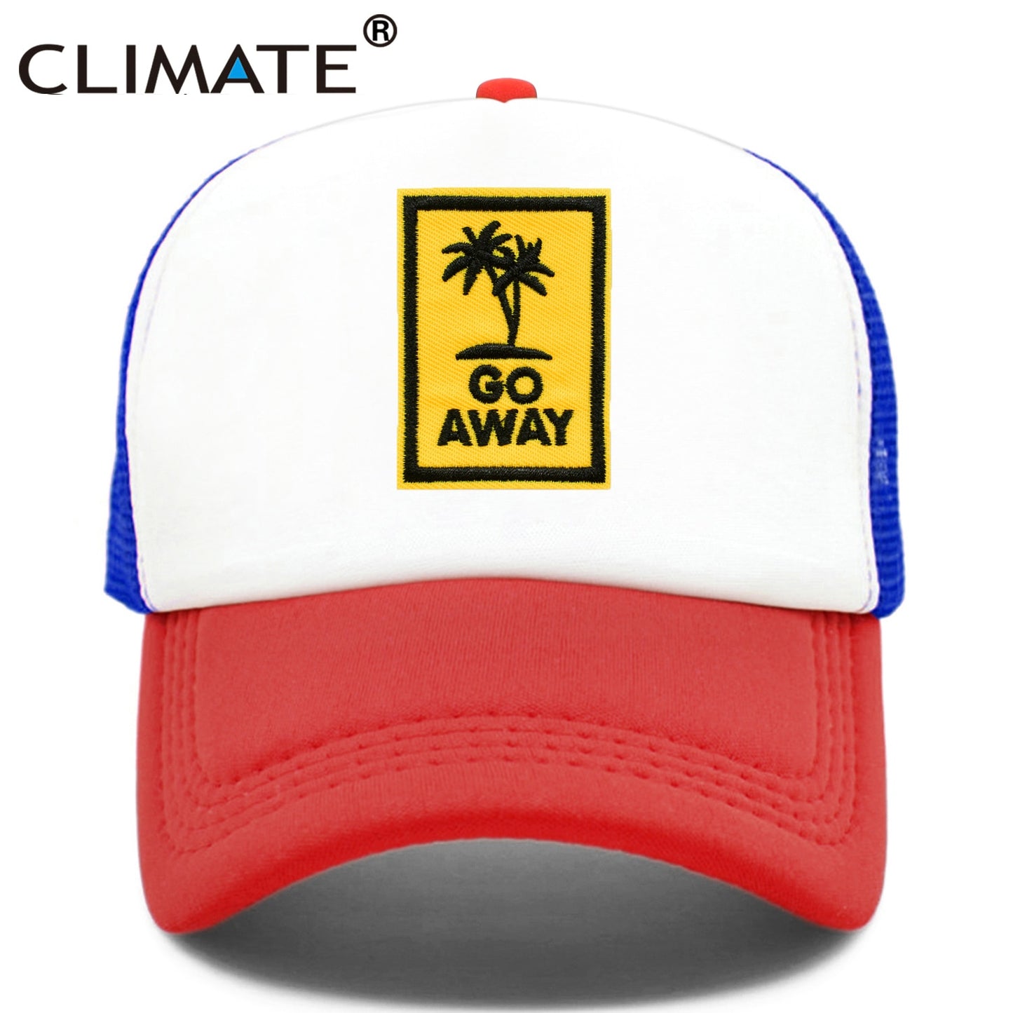 CLIMATE Go Away Trucker Cap Hat Seaside Vacation Caps Sandbeach Coconut Holiday Mesh Cap HipHop Hat for Men Women Youth