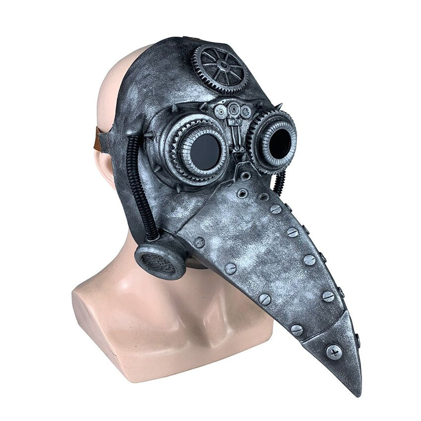 Plague Doctor Schnabel Masks Pipe Latex Steam Punks Black Death Horror Halloween Cosplay Mechanical Beak Masks Prop Carnival