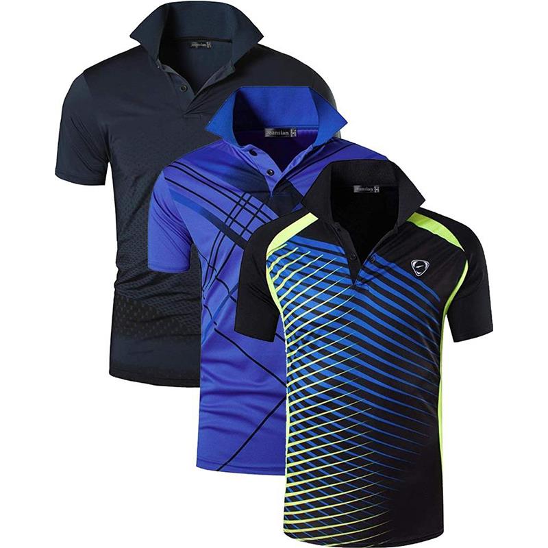 Jeansian 3 Pack Men's Sport Tee Polo Shirts POLOS Poloshirts Golf Tennis Badminton Dry Fit Short Sleeve LSL195 PackE