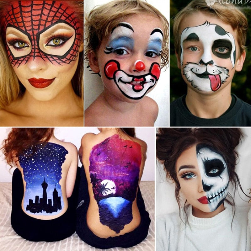 12 Colors Body Painting Play Clown Face Body Art Painting Oil Painting Tattoo Halloween Party Makeup Cosmetic Bodypainting