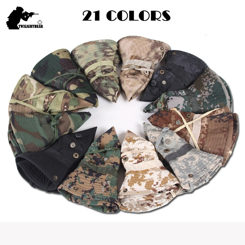 US Army Camouflage BOONIE HAT Thicken Military Tactical Cap Hunting Hiking Climbing Camping MULTICAM HAT 20 Color AF056