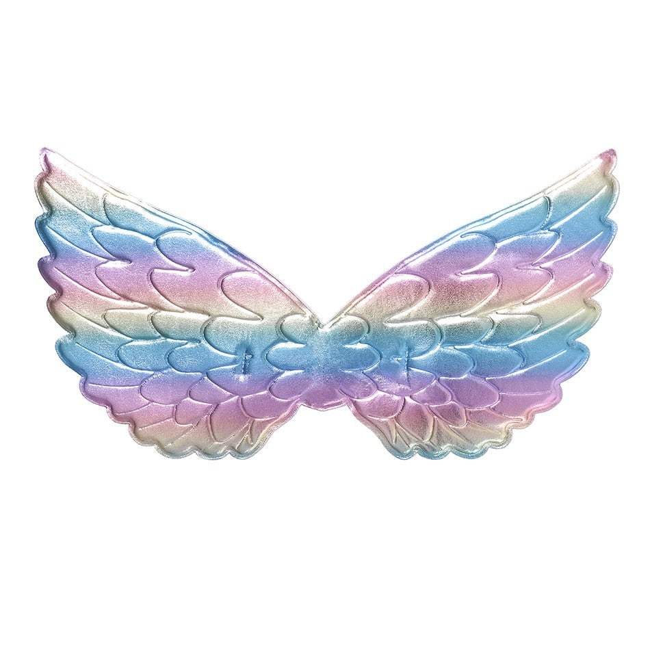 VOGUEON Girls Rapunzel Snow White Mermaid Jasmine Wig Braid Children Rainbow Wing Gloves Party Accessory Kids Halloween Costume