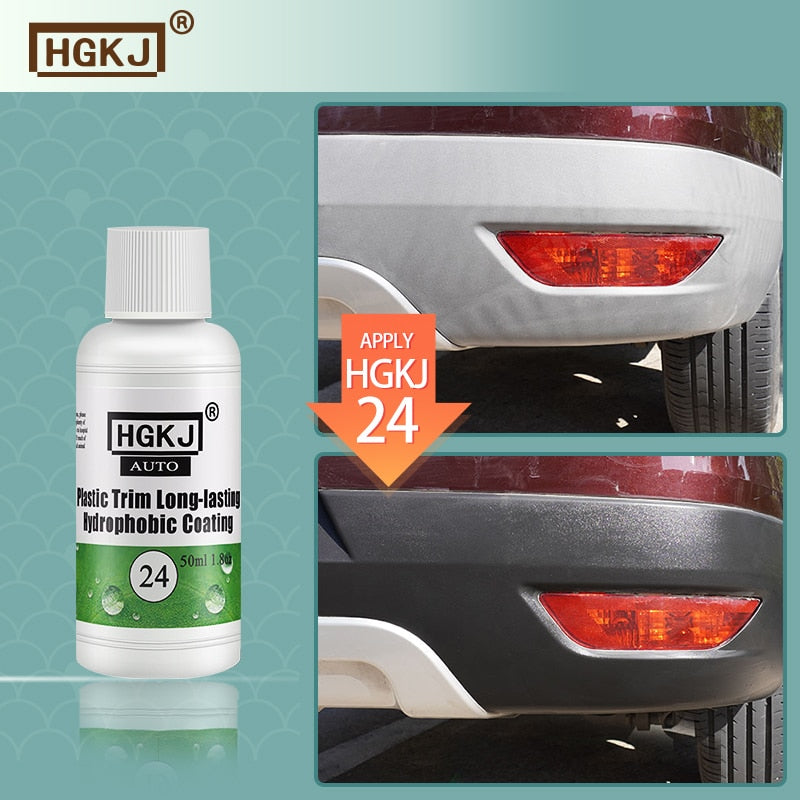 Plastic Renovator 50/100ML HGKJ 24 Coating For Auto Plastic Rubber Repair Clean Restore Gloss Black Shine Seal Brighten Retread