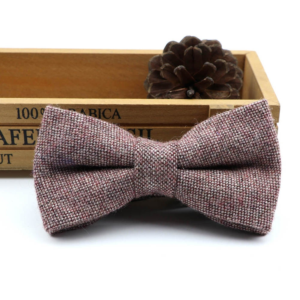 High Quality Men's Wool Cotton Bow Tie For Men Wedding Business Butterfly Solid Plaid Bowtie England Cravat Clothing Accessories